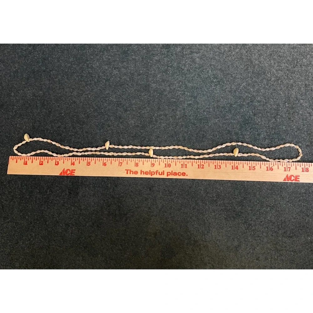 Vintage Long Puka‎ Whelk Shell Necklace Boho Beach Jewelry Natural Cream